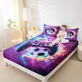 thumbnail image 4 of Manfei Gamepad Game Lovers Twin Sheet Sets,Geometric Honeycomb Hexagon Twin Fitted Sheet,Purple Black Flat Sheet For Boys Kids,Ultra Soft Home Decor,3-Piece, 4 of 7