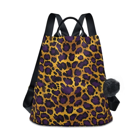 FORMRS Women's Travel Backpack Purse Anti-Theft Hidden Pockets Casual Shoulder Bag, Purple Leopard Pattern