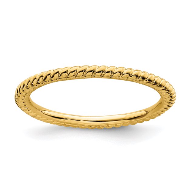 925 Sterling Silver Gold Twisted Stackable Ring Fancy/