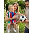 thumbnail image 4 of BemeyourBBs Newborn Baby Boy Girl My First Soccer Season Outfit Cute Infant Baby Football Outfit Summer Romper Clothes Short Sleeve Soccer Theme Contrast Color Jumpsuit Shorts, 4 of 8