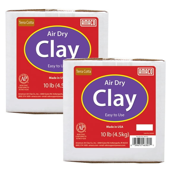 AMACO Air Dry Clay, Terra Cotta, 10 lbs. Per Box, 2 Boxes
