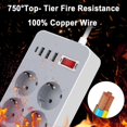 thumbnail image 3 of 10-In-1 Power Strip Multi Outlet Socket with 1.2-Meter Long Cord 6 Outlet 4 USB Port for Home Office Hotel EU Plug, 3 of 5