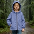 thumbnail image 2 of Fesfesfes Kids Unisex Hooded Rain Jacket Lightweight Waterproof Windbreaker with Pockets, Casual Outdoor Coat for Kids School Play Ages 5-16 Years, 2 of 8