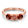 thumbnail image 3 of Gem Stone King 18K Rose Gold Plated Silver Ecstasy Mystic Topaz and Red Garnet Engagement Ring for Women | 2.10 Cttw | Round 5MM | Gemstone November Birthstone | Size 5, 3 of 6
