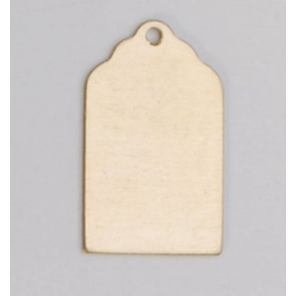 Brass Luggage Tag with Hole, 24 Gauge, 13/16 by 1/2 Inch, Pack of 6
