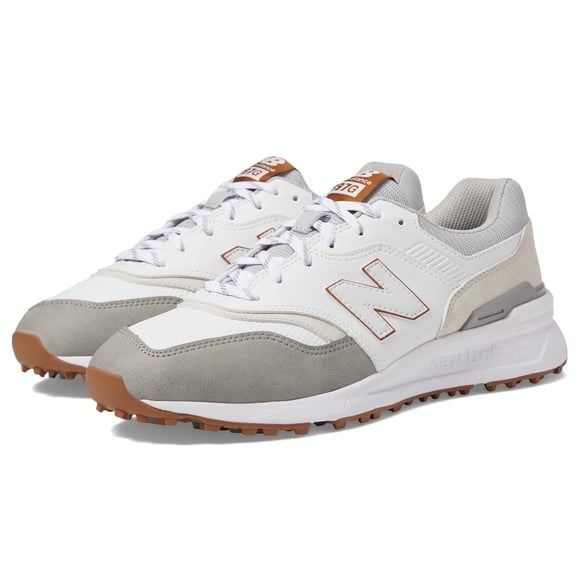 Zapatos de golf New Balance 997 SL para hombre, blanco/gris, impermeables, 12 unidades
