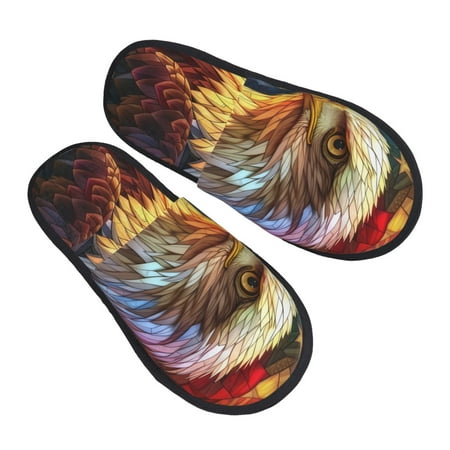 

Bingfone Geometric American Bald Eagle House Slippers for Women Men with Soft Rubber Sole Slip On for Indoor/Outdoor-Large