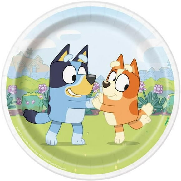 Bluey Round 7" Dessert Plates, 8ct, Disposable plates measure 7"