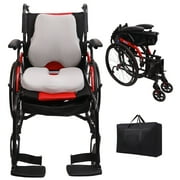 14lb Magnesium Ultra Lightweight Wheelchair 20 inch seat with Flip Back Arms,Portable Wheelchair with Travel Bag,Travel Wheelchairs for Adults,250Ib Weight Capacity, Black