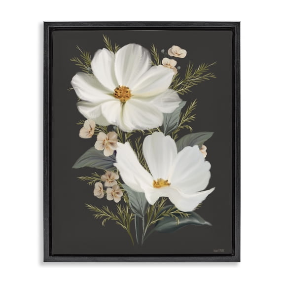 Stupell Industries Old Lace Cosmos Black Framed Floater Canvas Wall Art, design by House Fenway