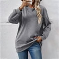 thumbnail image 2 of FAIWAD Women's Casual Round Neck Sweatshirts Plus Size Long Sleeve Solid Color Loose Pullovers Top, 2 of 4