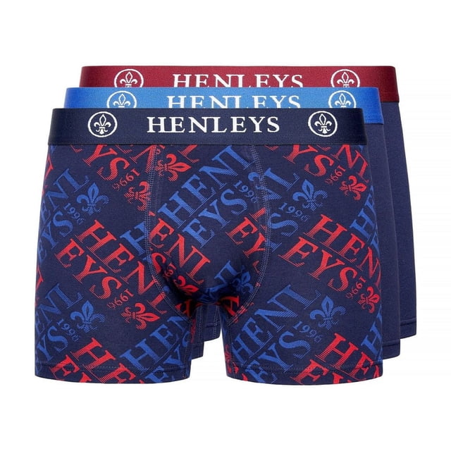 Henleys Mens Rutlers Assorted Designs Boxer Shorts (Pack of 3)