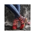 thumbnail image 6 of Frontwalk Womens Booties Zip Up Ankle Boot Mid Calf Flat Boots Casual Retro Bootie Ladies Buckle Strap Winter Shoes Red 8.5, 6 of 6
