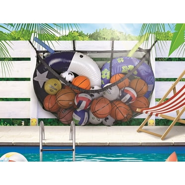 MeshTitan Heavy-Duty Pool Storage Bag - Floats & Toys Organizer with Anti-Sagging Support (Black)