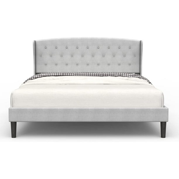 Bonsoir Queen Size Upholstered Traditional Low Profile Platform Bed