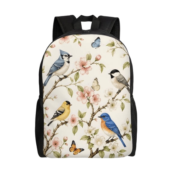 Bird And Flowe Backpack Full Front Print Travel Laptop Bag for Men and Women