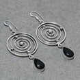 thumbnail image 2 of Black Spinel Pear Shape Gemstone Drop Dangle Jewelry Earrings 2.80" MXE 5140, 2 of 2