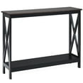 thumbnail image 1 of Costway 2 Tier Console Sofa Side Accent Table x-Design Bookshelf w/Shelf Wood Grain, 1 of 9