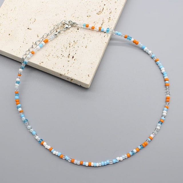 Collier Ras du Cou Simple Perles de Graines Femmes Charme Mode Coréenne Chaîne Col Boho Fait Main Bijou Cadeau