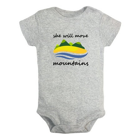 

iDzn She Will Move Mountains Funny Rompers For Babies Newborn Baby Unisex Bodysuits Infant Jumpsuits Toddler 0-12 Months Kids One-Piece Oufits (Gray 12-18 Months)