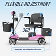 thumbnail image 6 of REARFIT Foldable 4 Wheels Mobility Scooter for Seniors, Electric Wheelchair with Detachable Battery, Dual Baskets, Cup & Phone Holder, 330lbs, Pink, 6 of 12