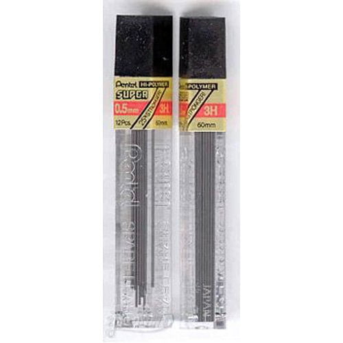2 Tubes PENTEL Super Hi-Polymer Lead 0.5 mm 3H