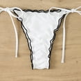 thumbnail image 5 of Bikini Sets for Women Triangle String Bikini Set Color Block Ruffle Trim Two Piece Brazilian Swimsuit Spaghetti Strap Tie Swimwear, 5 of 7