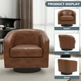 thumbnail image 6 of UIXE PU Leather Swivel Accent Chairs, Modern Upholstered Barrel Club Chair for Bedroom, Round Armchair Single Sofa, Coffee, 6 of 6