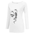thumbnail image 4 of Mode Femme Décontractée Imprimé Col Rond T-shirt Manches Longues Ample Blouse Pull, 4 of 6