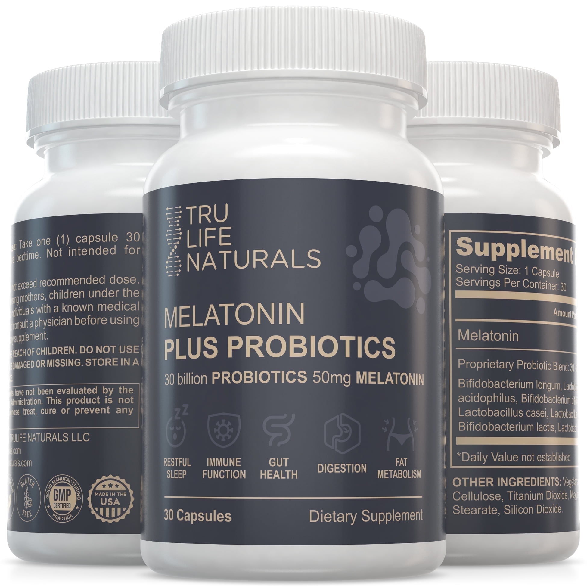 Melatonin 50mg Plus Probiotics 30 Bill CFU/Better Sleep/Night Formula/Sleep Support & Gut Health