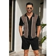 thumbnail image 2 of Men's 2 Piece Outfit Summer Outfits Fashion Casual Short Sleeve Polo Suit Vintage Short Sleeve Button Down Knit  Shirts Casual Beach Shorts Sets, 2 of 9