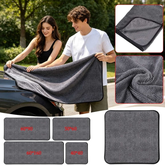 Plush Microfiber Car Drying Towel - Twisted Loop Car Wash Towel Lint Free Cleaning Cloth Thick Absorbent Auto Detailing Towel, Ccwuwei