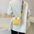 thumbnail image 6 of Fashion wide shoulder strap bucket artificial leather handbag new simple one-shoulder crossbody bag - yellow, 6 of 6