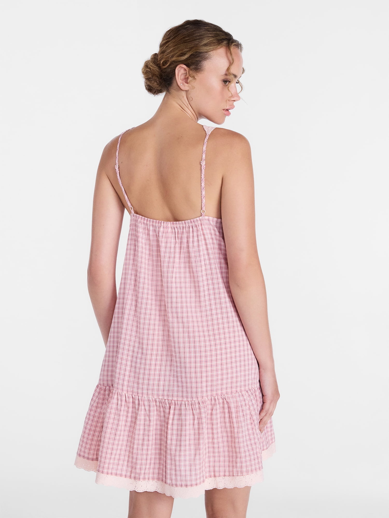 Joyspun Women’s V Neck Woven Sleep Chemise, Sizes XS-3X