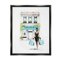 Stupell Industries Fashion Storefront Shopping Town & City Painting Black Floater Framed Canvas Art Print Wall Art, 25 x 31