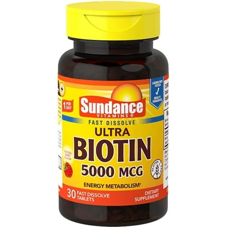 4 Pack - Sundance Vitamins Biotin 5000 mcg Tablets, 30 ea
