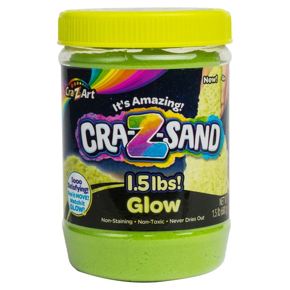 Cra-Z-Art Cra-Z-Sand Green Glow Sand 1.5lbs Jar, Unisex Child Ages 4 and up