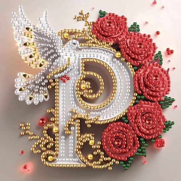 Ensemble de Peinture Diamant 5D, Lettre Adulte S, Peinture Diamant en Nacre, Convient aux Débutants pour Bricoler des Artisanats en Strass de Cristal et des Décorations Murales, 30x30 cm Sans Cadre, Lettre P