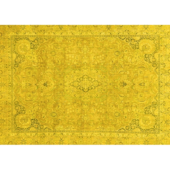 Ahgly Company Indoor Rectangle Abstract Yellow Modern Area Rugs, 2' x 3'