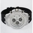 thumbnail image 2 of 50mm Montres Carlo Men's Modern Cubic Zirconia Stones Dress Luxury Wrist Watch (Silver/Black), 2 of 4