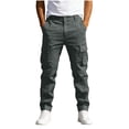 thumbnail image 3 of Men's Cargo Pants, Trousers, Joggers, Six-Pocket Button Zipper Waist, Casual Fashion Full Length, Lightweight Stretchy, Daily Work Outdoor Hiking, Summer | AKLJWH,Green 2XL, 3 of 9