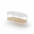 thumbnail image 1 of Garvee 2 Tier Oval Rattan Coffee Table 37.4 x 19.6 x 18.1", with Storage, White, 1 of 10