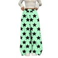 thumbnail image 2 of Palazzo Pants for Women Fuzzy Wide Leg Fleece Pj Bottoms Casual Star Print Pajama Pants 2025 Fashion Fall Winter High Waisted Trousers Green L, 2 of 5