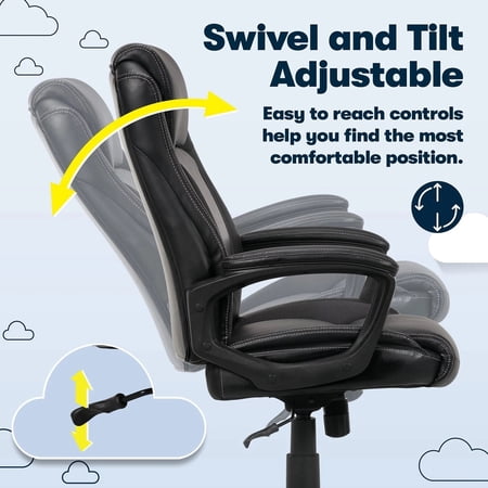 SERTA MID BACK LUMBER SUPPORT AND SWIVEL OFFICE DESK CHAIR, BLACK