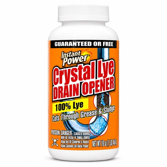 Instant Power Crystal Lye Drain Opener, 1 Count, 16 oz