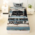 thumbnail image 3 of Manfei Retro Camper Twin Sheets,Rustic Farmhouse Cabin Bedding,Brown Blue,3 Pieces,1 Fitted Sheet and 1 Pillowcase, 3 of 6