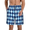 thumbnail image 1 of Balery Blue Squares Traje de Baño Estilo Hawaiano para Hombre, Shorts de Secado Rápido con Bolsillos-Medium, 1 of 6