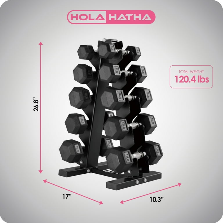 HolaHatha Hexagonal Dumbbell Weight Set 5 15 Pound with Workout Stand Walmart