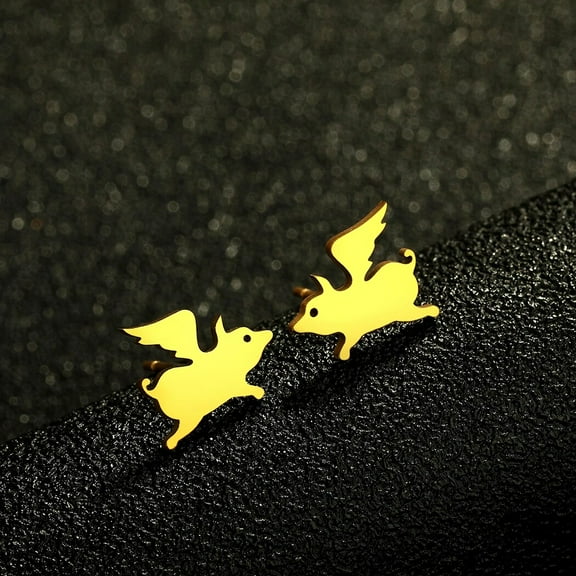 Flying Pig Earrings Farm Animal Studs Jewelry Birthday Gift