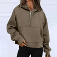 thumbnail image 2 of Hessimy Half Zip Sweatshirts Cropped Hoodies Fleece Jackets Womens Quarter Zip Up Pullover Fall Outfits 2024 Winter Clothes(Z08-Brown,L）, 2 of 6